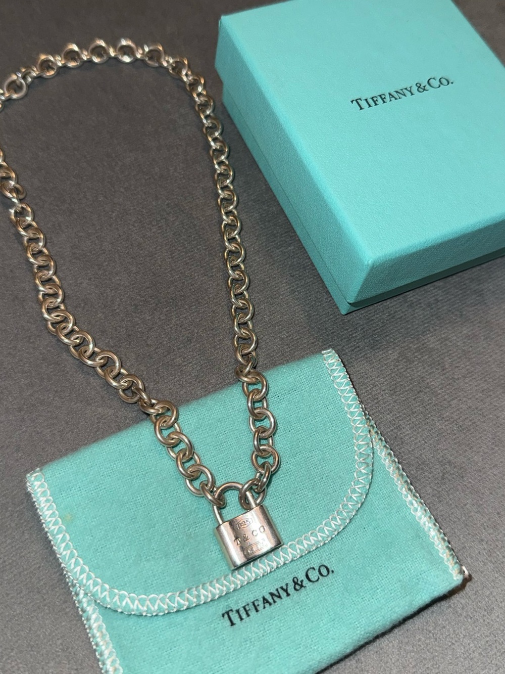 Tiffany & Co. Silver Padlock Necklace with Signature Blue Pouch - Picture 2 of 6